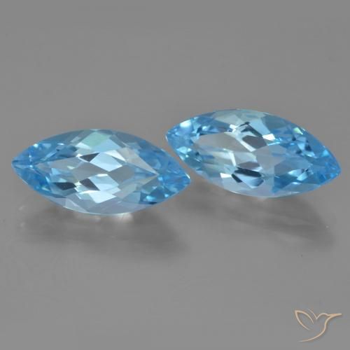 7.46 ctw Blue Topaz Stones, Natural Topaz in Marquise Facet Shape for Sale