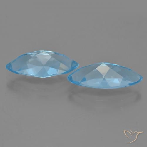 Topaz Gemstones in 15 x 7.1 mm Size for Sale, Topaz Stones in Swiss Blue Color