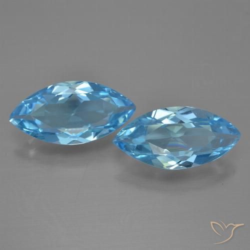 6.26 ct Swiss Blue Topaz, 14.5 x 7.2 mm Marquise Cut From Brazil, Photo A