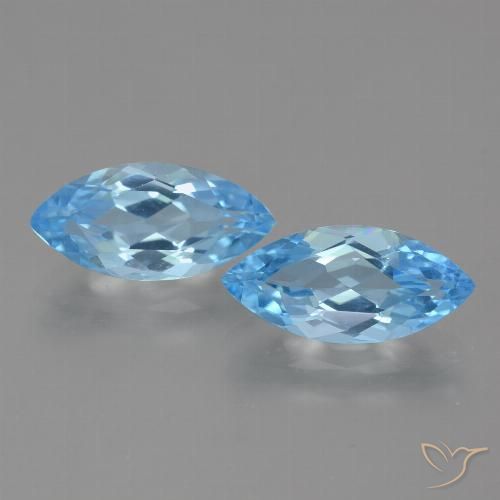 7.21 ct Loose Sky Blue Topaz, 14.9 x 7.1 mm Marquise Cut From Brazil, Photo A