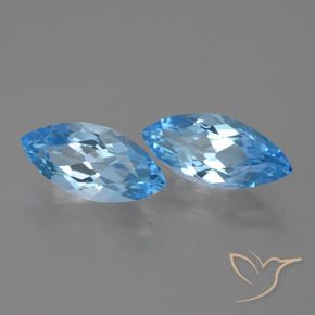 7.57 ctw Blue Topaz Stones, Natural Topaz in Marquise Facet Shape for Sale