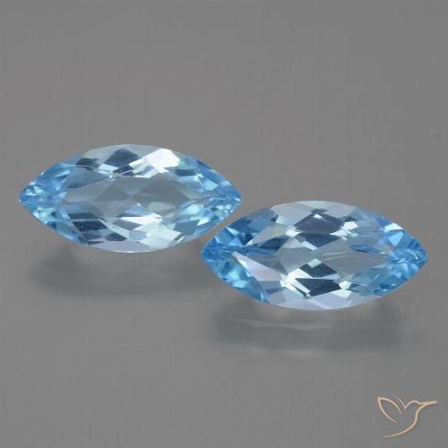 7.34 ct Loose Sky Blue Topaz, 15.1 x 7.2 mm Marquise Cut From Brazil, Photo A