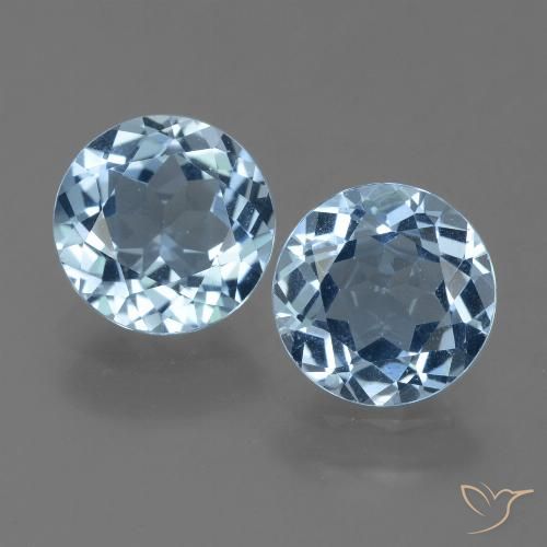 4.39 ct Loose Sky Blue Topaz, 8.3 mm Round Cut From Brazil, Photo A