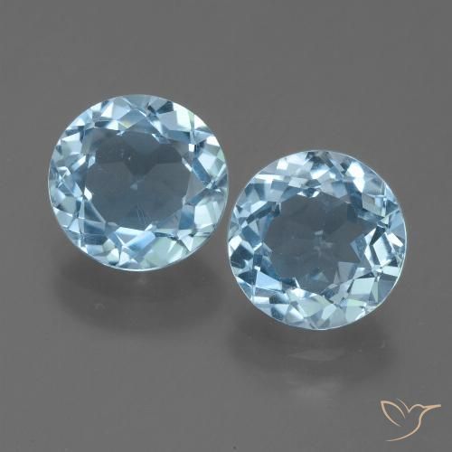 4.46 ct Loose Sky Blue Topaz, 8 mm Round Cut From Brazil, Photo A