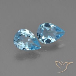 1.28 ctw Blue Topaz Stones, Natural Topaz in Pear Facet Shape for Sale