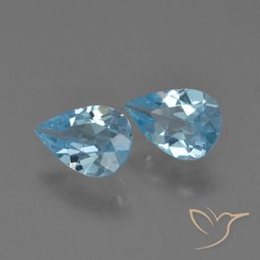 1.45 ctw Blue Topaz Stones, Natural Topaz in Pear Facet Shape for Sale