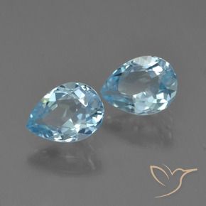 1.86 ctw Blue Topaz Stones, Natural Topaz in Pear Facet Shape for Sale