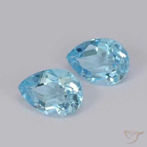 1.76 ctw Blue Topaz Stones, Natural Topaz in Pear Facet Shape for Sale