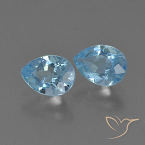 1.76 ctw Blue Topaz Stones, Natural Topaz in Pear Facet Shape for Sale