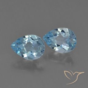 1.63 ctw Blue Topaz Stones, Natural Topaz in Pear Facet Shape for Sale