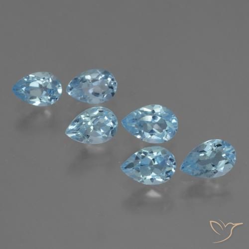 3.21 ctw Blue Topaz Stones, Natural Topaz in Pear Facet Shape for Sale