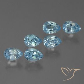 3.72 ctw Blue Topaz Stones, Natural Topaz in Pear Facet Shape for Sale