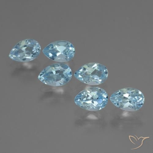 3.42 ctw Blue Topaz Stones, Natural Topaz in Pear Facet Shape for Sale