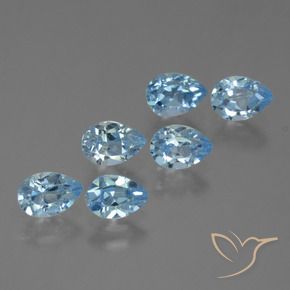 3.26 ctw Blue Topaz Stones, Natural Topaz in Pear Facet Shape for Sale
