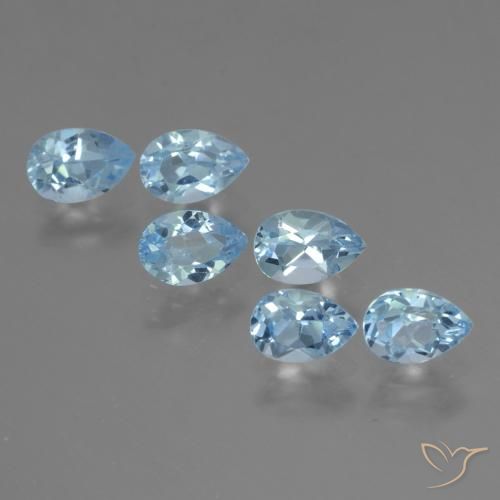3.50 ctw Blue Topaz Stones, Natural Topaz in Pear Facet Shape for Sale
