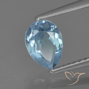 1.02 ct Blue Topaz Stone, Natural Topaz in Pear Facet Shape for Sale