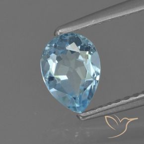 0.89 ct Blue Topaz Stone, Natural Topaz in Pear Facet Shape for Sale