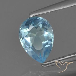 0.90 ct Blue Topaz Stone, Natural Topaz in Pear Facet Shape for Sale