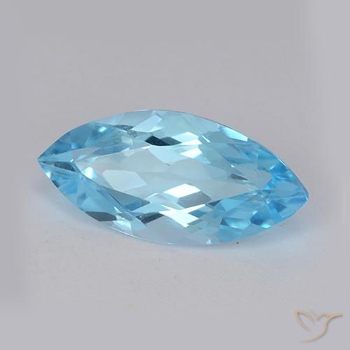3.51 ct Blue Topaz Stone, Natural Topaz in Marquise Facet Shape for Sale