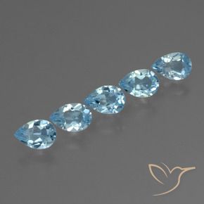 2.63 ctw Blue Topaz Stones, Natural Topaz in Pear Facet Shape for Sale