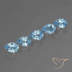 2.65 ctw Blue Topaz Stones, Natural Topaz in Pear Facet Shape for Sale