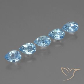 2.61 ctw Blue Topaz Stones, Natural Topaz in Pear Facet Shape for Sale