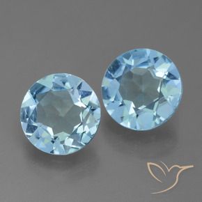 3.90 ctw Blue Topaz Stones, Natural Topaz in Round Facet Shape for Sale
