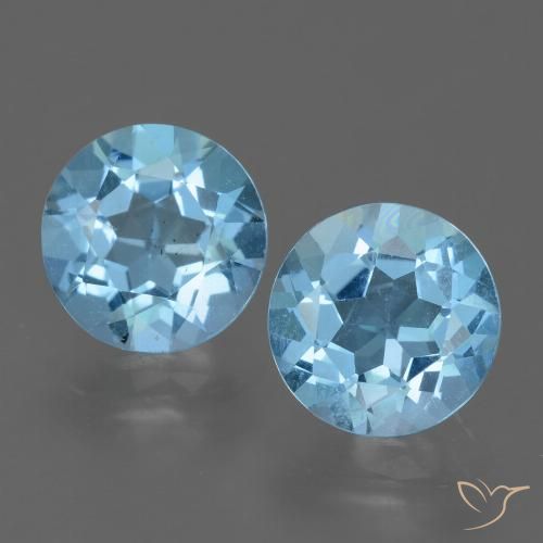 4.55 ct Loose Sky Blue Topaz, 8.1 mm Round Cut From Brazil, Photo A