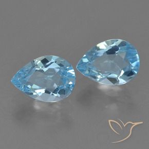1.69 ctw Blue Topaz Stones, Natural Topaz in Pear Facet Shape for Sale
