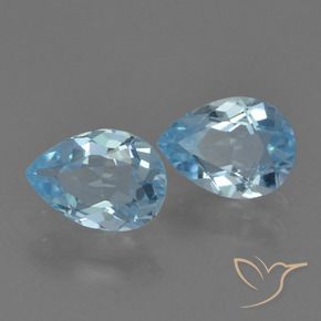 1.64 ctw Blue Topaz Stones, Natural Topaz in Pear Facet Shape for Sale