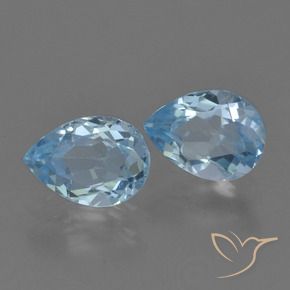 1.66 ctw Blue Topaz Stones, Natural Topaz in Pear Facet Shape for Sale