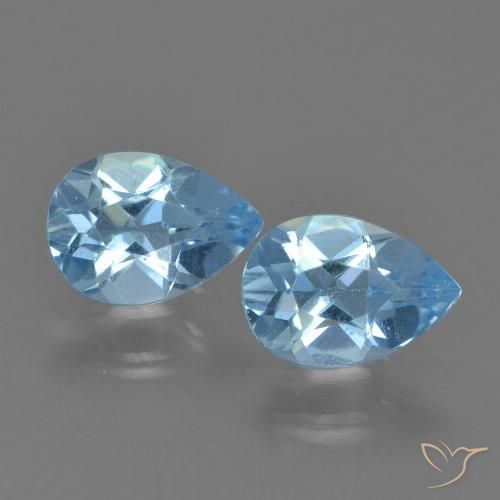 1.63 ct Loose Swiss Blue Topaz, 7.2 x 5.1 mm Pear Cut From Brazil, Photo A