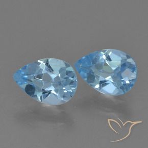 1.63 ctw Blue Topaz Stones, Natural Topaz in Pear Facet Shape for Sale