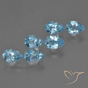 3.32 ctw Blue Topaz Stones, Natural Topaz in Pear Facet Shape for Sale
