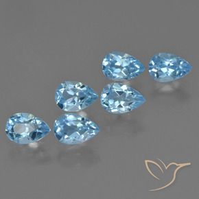 3.51 ctw Blue Topaz Stones, Natural Topaz in Pear Facet Shape for Sale