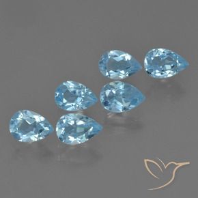 3.47 ctw Blue Topaz Stones, Natural Topaz in Pear Facet Shape for Sale