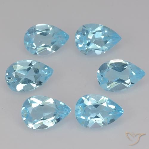 3.10 ctw Blue Topaz Stones, Natural Topaz in Pear Facet Shape for Sale