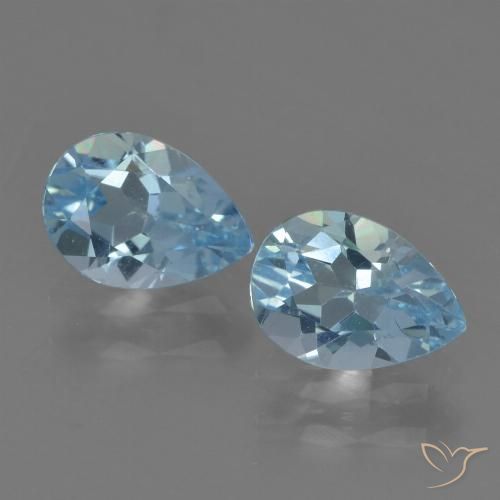 1.6 ct Swiss Blue Topaz, 7.1 x 5 mm Pear Cut From Brazil, Photo A