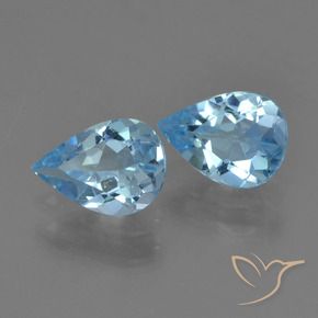 1.39 ctw Blue Topaz Stones, Natural Topaz in Pear Facet Shape for Sale