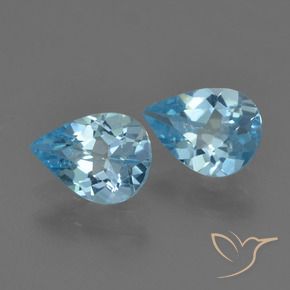 1.45 ctw Blue Topaz Stones, Natural Topaz in Pear Facet Shape for Sale