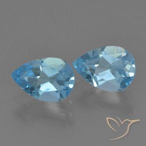 1.67 ctw Blue Topaz Stones, Natural Topaz in Pear Facet Shape for Sale