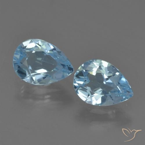 1.61 ct Loose Swiss Blue Topaz, 6.9 x 5.1 mm Pear Cut From Brazil, Photo A