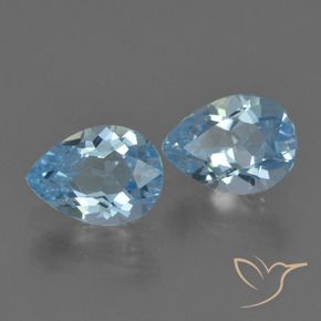 1.70 ctw Blue Topaz Stones, Natural Topaz in Pear Facet Shape for Sale