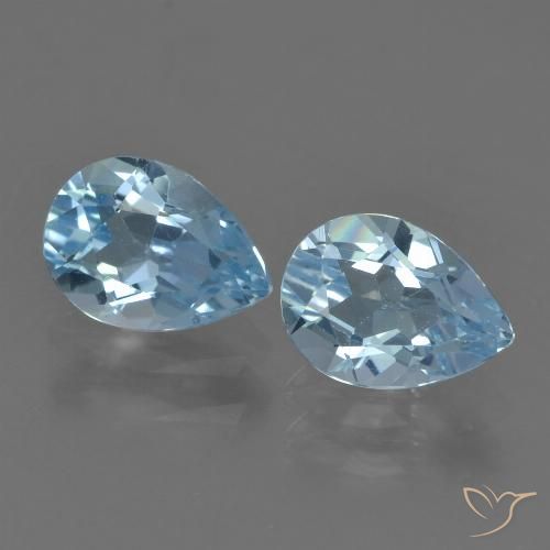 1.74 ct Loose Sky Blue Topaz, 7.1 x 5.1 mm Pear Cut From Brazil, Photo A