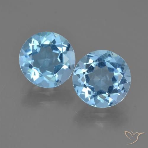 4.75 ct Swiss Blue Topaz, 8.2 mm Round Cut From Brazil, Photo A