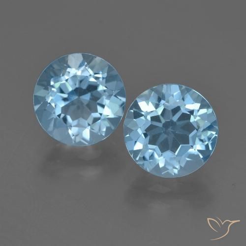 4.73 ct Loose Swiss Blue Topaz, 8.2 mm Round Cut From Brazil, Photo A