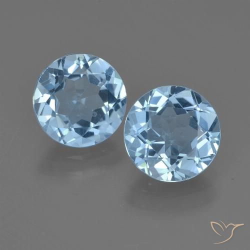 4.39 ct Loose Sky Blue Topaz, 8.1 mm Round Cut From Brazil, Photo A