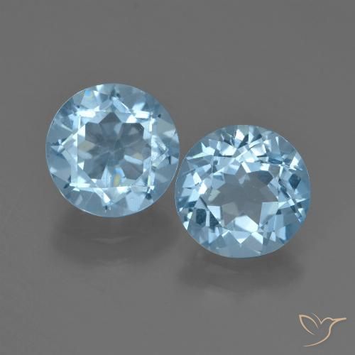 4.59 ct Loose Swiss Blue Topaz, 8.1 mm Round Cut From Brazil, Photo A