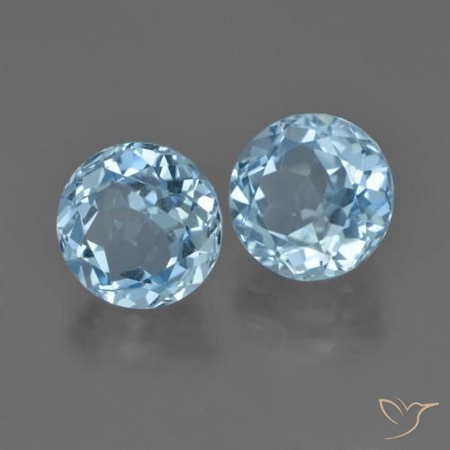 5.14 ctw Blue Topaz Stones, Natural Topaz in Round Facet Shape for Sale