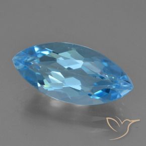 4.06 ct Blue Topaz Stone, Natural Topaz in Marquise Facet Shape for Sale